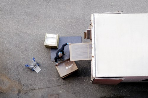 Office relocation vehicle loading desks and IT equipment