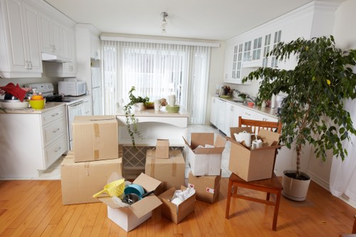 Removal team planning a home move in Beckenham street setting