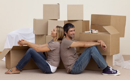 Packed boxes and furniture loaded for a Beckenham move